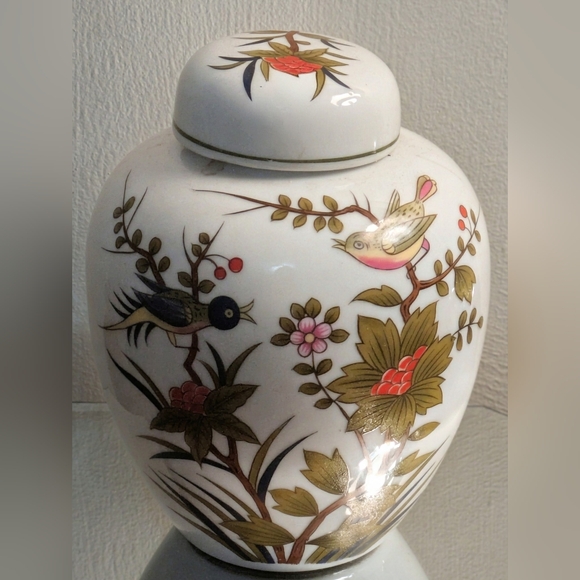 Andrea By Sadek Other - Andrea By Sadek White Ceramic Jar with Floral and Bird Design